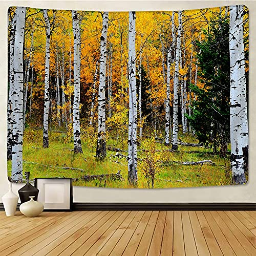 Natur Wandteppich Birkenwälder Sternenhimmel Teppich Wandteppich Wandteppiche Baum Landschaft Dekoration (W)230×(H)180CM