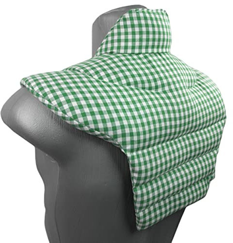 Cojín cervical HWS – Almohada térmica para cuello + hombros + espalda – verde y blanco, semillas de uva – verde y blanco