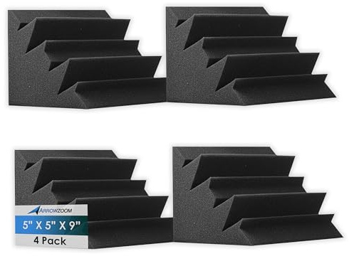 Arrowzoom Bass Trap Akustikschaum 12x12x24cm Schwarz 1133 | Akustikbehandlung fuer tiefe Frequenzen, Studioecken, Echoreduktion und Schallabsorption