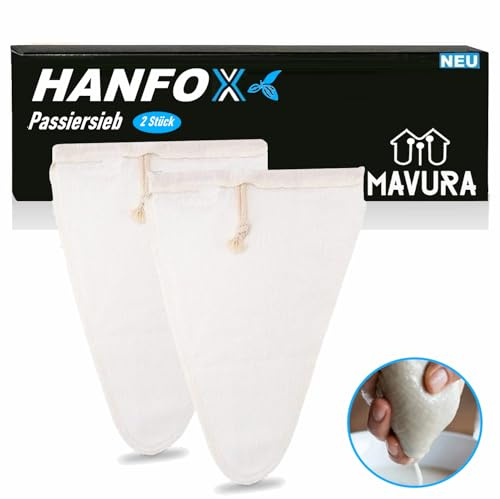 HANFOX Nussmilchbeutel Passiertücher Filtertücher Nussbeutel Milchbeutel Filter Tücher Abseihtuch für Mandelmilch Reismilch Hafermilch Käse Saft Kaffee [2er Set]