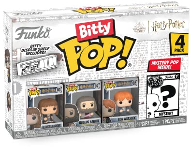 Funko Bitty POP! Harry Potter - Hermione Granger™, Rubeus Hagrid™, Ron Weasley™ and A Surprise Mystery Mini Figure - 0.9 Inch (2.2 Cm) Collectable - Stackable Display Shelf Included - Gift Idea