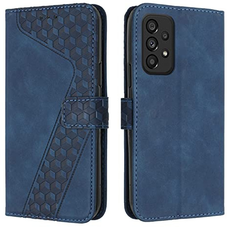 OKZone Fodral för Samsung Galaxy A52 4G/5G/A52S 5G,Läder Folio Fodral med Magnetisk Skydd lip plånboksfodral flip Bok Hölster Plånbok Telefonfodral Skyddande Fodral Skal（blå）