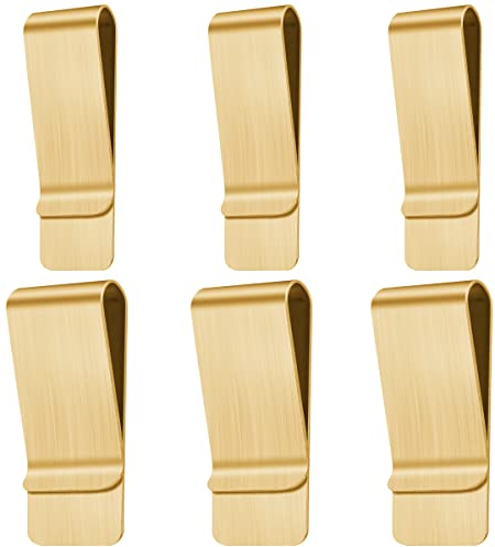 6 Stück Geldklammern, Tragbare Geldklammer aus Metall, Money Clip für Geldscheine, Edelstahl Geldscheinklammer, Edelstahl Kartenhalter, für Bargeld Kreditkarte Banknote Rechnungen Geldscheine (Gold)