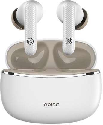 Noise Aura Truly Wireless Ear Buds, Quad Mic with ENC, 60 Hr Playtime, Fast Charge, BT v5.3, Water Resistant, Voice Assistant, Android & iOS Support, 1 Year Warranty, Gaming & Music (White)