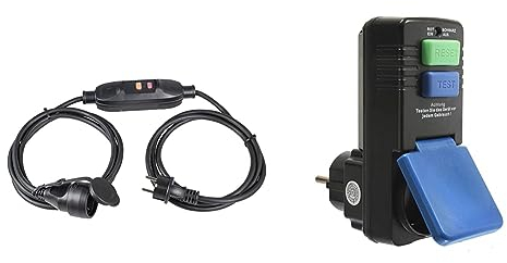 as - Schwabe 45222 PRCD Zwischenschalter mit Leitung (2x1,5 m) & Personenschutz-Zwischenstecker 30 mA - Schutzkontakt 230 V, 16 A max. 3500 W