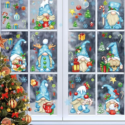 chneeflocken Rentier Fensterbild Statisch Haftende PVC Aufklebe Winter Deko Weinachts Dekoration Weihnachten Fenstersticker Winter Deko Weihnachtsdeko Blauer gesichtsloser Zwerg Weihnachten