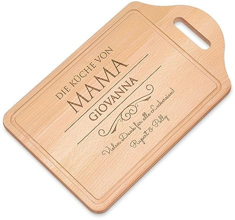 Maverton Schneidebrett mit Gravur, personalisiertes Küchenbrett | Aus Buchenholz, Küchenzubehör, rechteckiges Holzbrett mit Wunschmotiv für Frauen, Größe: 38x23 cm, Leckereien