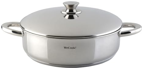STAINLESS LOW COOKING POT WITH LID 28 cm.