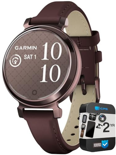 Garmin Lily 2 Classic 010-02839-03 - Smartwatch con cinturino in pelle di gelso, colore: bronzo scuro e cinturino in pelle di gelso | Modello partner ufficiale USA | Pacchetto con 2 anni di protezione