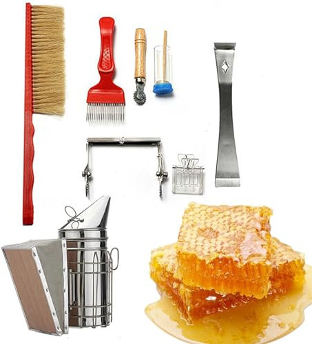 Imkerei-Werkzeugset Bienenzucht-Kit Imkereiset Bienenzuchtbürste Starter Kit Bienenstock-Werkzeug-Set Imkerei-Starter-Set Imkerei-Ausrüstung Werkzeug für professionelle Anfänger-Imker
