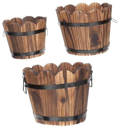 BESPORTBLE 3stücke Holzpflanzenbehälter Retro Design Blumentopf Dekorativer Übertopf Gartenblumentopf Atmungsaktiv Langlebig Für Außenbereich Geeignet
