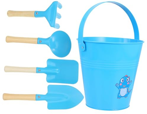 WOONEKY 1 Set Pala Da Spiaggia Per Bambini Giocare Con La Sabbia Secchielli Di Sabbia e Pale Per Bambini Secchio Da Spiaggia Paletta Per Sabbia Per Bambini Secchio Da Pesca Ferro Blue