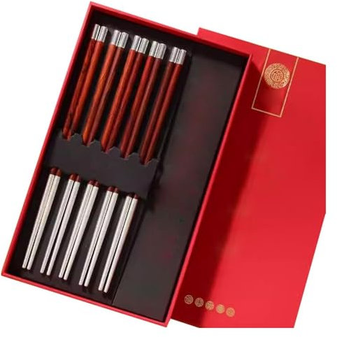Bacchette riutilizzabili, Bacchette riutilizzabili, Bacchette monouso Bacchette riutilizzabili5 paia di bacchette d'argento, set regalo di bacchette di alta qualità for la casa