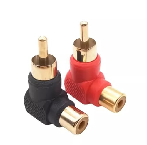 5/20/100PCS 90 Degree RCA Right Angle Male To Female Connector Black Red Plug Adapters M/F 90 Degree Elbow Audio Adapter(Black,100PCS)