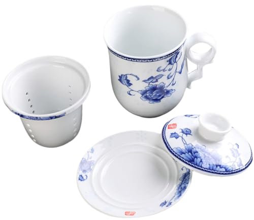 Cabilock Juego De Té De Cuatro Piezas Taza De Té Sopera Cerámica Filtro De Estilo Antiguo