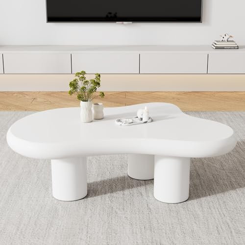 Table basse irrégulière en forme de nuage, 97 cm de long, 67 cm de large, 32 cm de hauteur, MDF avec tapis en feutre, surface laquée, table basse créative