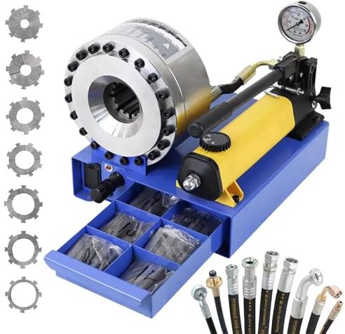 twostronking Máquina Crimpadora De Mangueras Hidráulicas, con 7 Juegos De Matrices De Crimpeado, Presión De 35 Mpa, Rango De Crimpeado De 1-3,2 Cm, Adecuada para Maquinaria De Ingeniería, Etc.