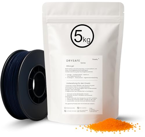 Fineely® Gel di silice essiccante, 5 kg, granulato da 3-5 mm con indicatore di colore, gel di silice per essiccatore di filamenti per stampante 3D, nylon ASA ABS, gel di silice rigenerabile con