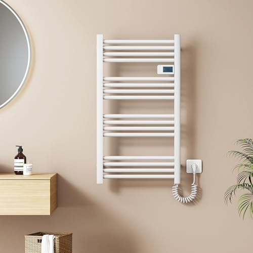 EMKE Scaldasalviette Elettrico 960 x 540 mm, Bianco 500 W | Radiatore per Bagno Elettrico con Interruttore Touch e Timer, scaldasalviette,Termoarredo elettrico