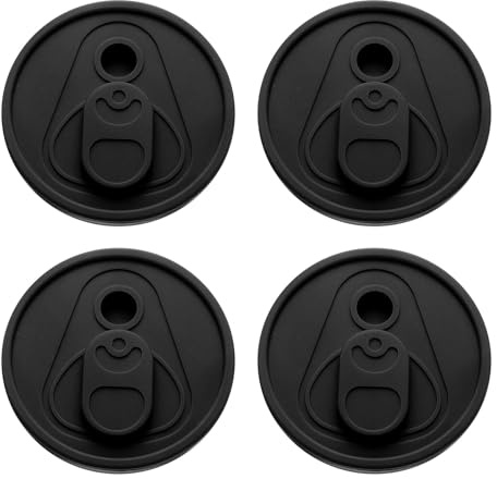 sourcing map 4 Pcs Silicone Cup Lids for Glass Cups, 2 ID 2.75 OD Reusable Drinking Can Lid Silicone Coffee Cup Lid Covers Sealed Mug Lid Fit for 16 oz Beer Water Cups Glasses Cups, Black
