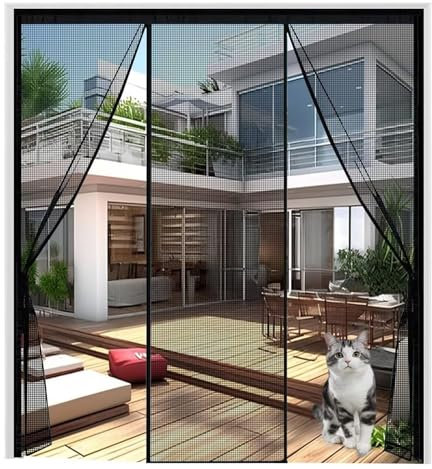 Magnetic Fly Screen,W160xH185cm Black Magnetic Screen Door with Magnets with Self-Adhesive Tapes Magnetic Screen Door Fly Screen for Single Garage Door