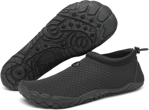 Mishansha Chaussures de Plage Homme Femme Chaussures d'eau Antidérapantes Séchage Rapide Chaussures de Aquatiques, Noir ébène 39 EU