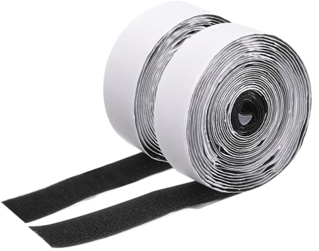 sourcing map Ruban auto-agrippant de 4,6 x 2,5 cm, bandes adhésives double face robustes, fermeture adhésive solide pour la maison, le bureau, la voiture, les loisirs créatifs, noir