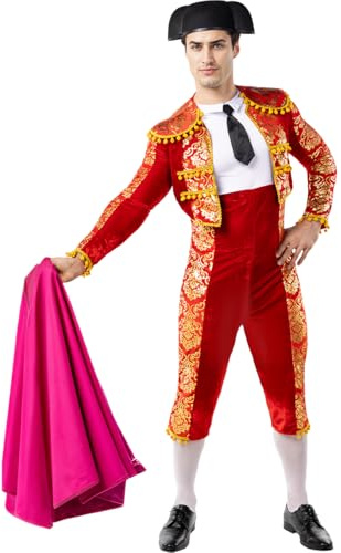 Funidelia | Disfraz de torero para hombre Profesiones, Toro, Toro, Original y Divertido - Disfraz para adultos y divertidos accesorios para Fiestas, Carnaval y Halloween - Talla XL - Rojo