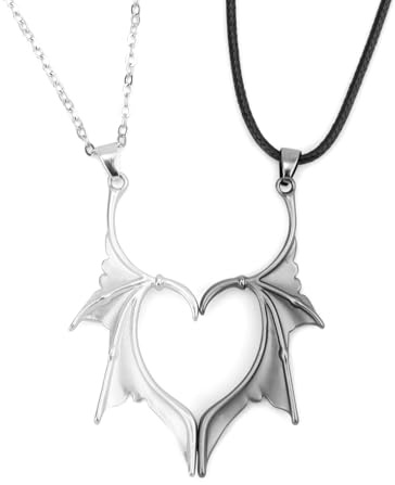 Mikovivi 2pcs Friendship Necklace, Magnetic Matching Couples Necklaces Forever Jewelry Gift for Anniversary Birthday Women Men(Bats)