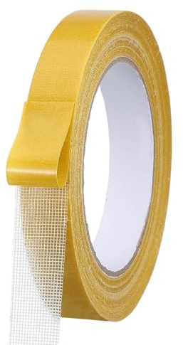 sourcing map Double Sided Fabric Tape 2cm x 20m Mounting Rug Tape Clear Carpet Adhesive Tapes with Fiberglass Mesh for Clothes DIY Crafts Wall Decor