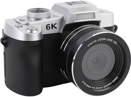 Camera Digitale 6K, Autofocus con Videocamera WiFi 18X con Schermo di Lancio da 3 Pollici a 180 °, Fotocamera UHD da Viaggio Portatile da 84 MP con Flash per la Registrazione di (BLACK)