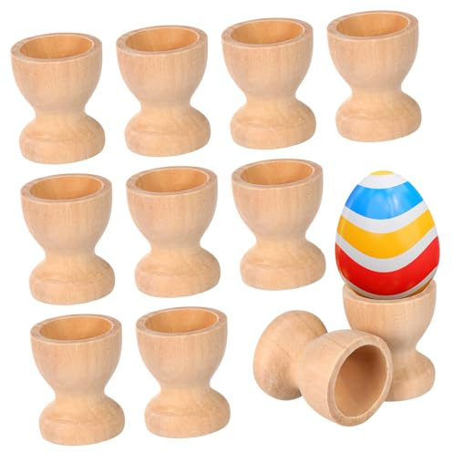 Gatuida Bandejas De Madera Para Huevos De 15 Piezas Para Pequeños Con Forma De Huevera Individual Para Exhibir Y Servir Estilo Vintage Apilables De Bambú Color Caqui