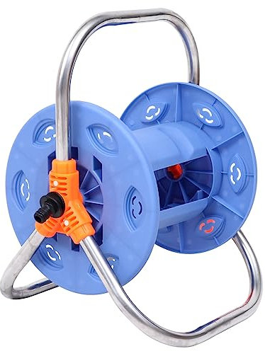 SHINEOFI 20 Meter Blue Garden Hose Reel Water Hose Holder and Roller Outdoor Storage for Gardening and Patio Use Self-Assembly Rack