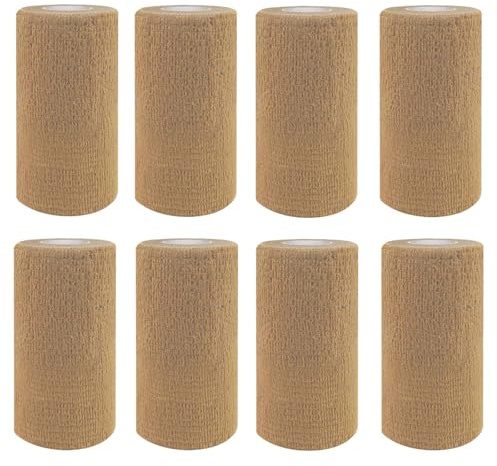 8 Rolls Self Adhesive Bandage, 4 inch Self Adherent Cohesive Bandages, 10cm x 4.5m Elastic Breathable Bandage Wrap for Finger, Sports and Stretch Athletic,Pet Vet Wrap for Horse