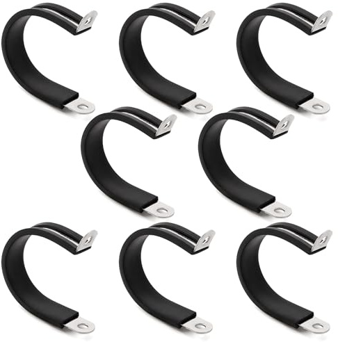 YYIGVMO 8 Stücke 38mm 304 Edelstahl Gummikissen Rohrschellen, Gummi Gefüttert P Clips, Leitungsschelle, für Rohr- oder Drahtschnur-Installation