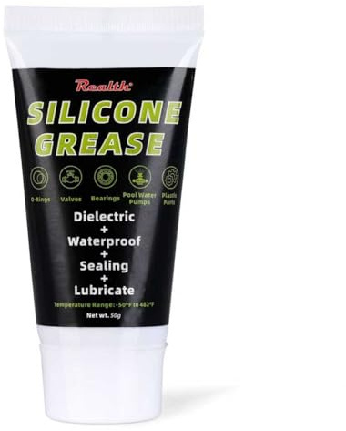 Realth Silicone Lubricant/Dielectric Grease 1 Pack 50g Clear | Rubber Seals & O-Rings, Waterproof, for Plumbing Faucet Sliding Door Track