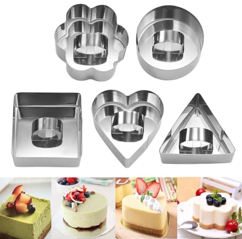 Dessertringe Edelstahl Speiseringe mit Basis, 6 Stück Nahtlose Mousse Form, Profi Tortenring Servierringe Verschiedene Größen für Backen, Dessert, Mousse & Anrichten