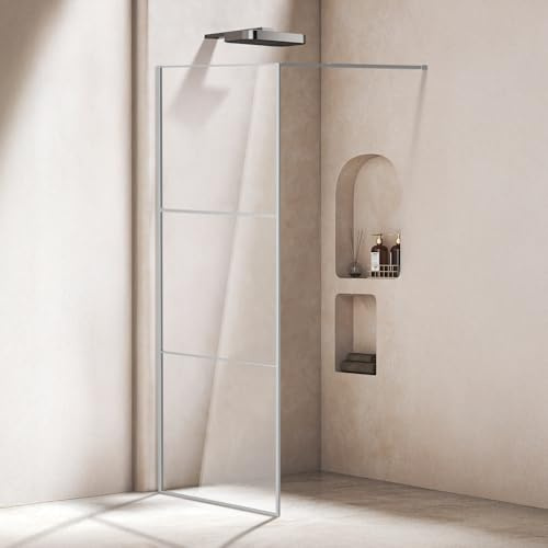Hebitod Walk-In duschvägg 80 x 200 cm silver glänsande, tre delar segmenterad helram, 5 mm ESG-säkerhetsglas, kan monteras på båda sidor, modern design