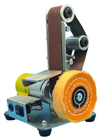 Lijadora de banda, Mini lijadora de banda eléctrica escritorio, pulidora vertical, afiladora amoladora angular for bricolaje con 10 bandas sujeción