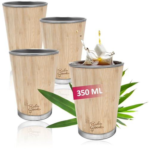 Robin Goods® 4 bambu och rostfria koppar 350 ml