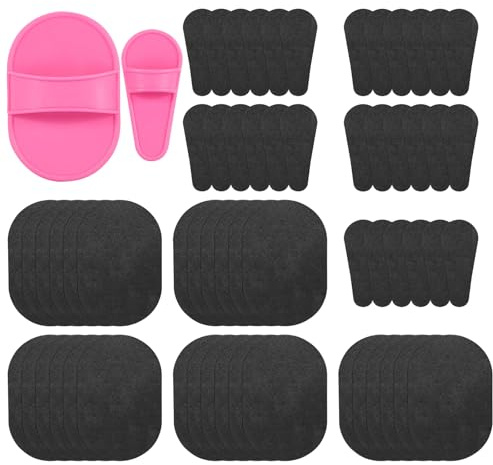 Conjunto De 60 Exfoliante Depilación, Papel de Lijado para Depilación, Herramienta Portátil Eliminación del Vello en Dos Tamaños, Ideal Cara, Labios, Brazos y Piernas, Rosa