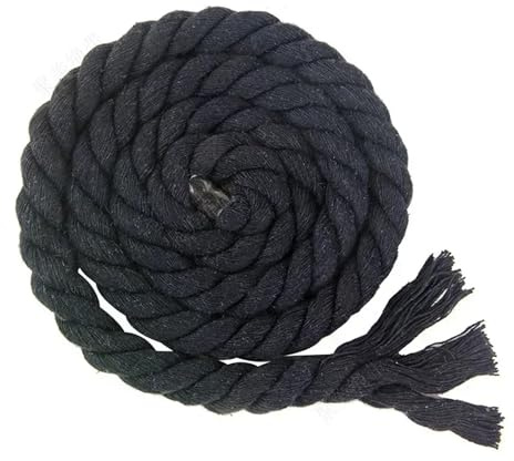 Baumwollkordel, 3-Ply Braided Twisted Cotton Twine, Navy, 12 mm x 2 meters, DIY, Bag Craft, Sewing, Garden