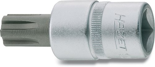 HAZET Schraubendreher-Steckschlüsseleinsatz 991-10, Kurze Ausführung | 1/2 Zoll (12,5 mm) Vierkant hohl, Antrieb 1/2 Zoll (12,5 mm) Vierkant hohl, Abtrieb Innen Keilprofil Ribe-CV, TIN beschichtet