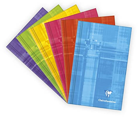 Clairefontaine 69582C en styv ompackad broschyranteckningsbok - 7,5 x 12 cm - 128 sidor små plattor - vitt papper 90 g - slumpmässigt färgat folierat kortomslag