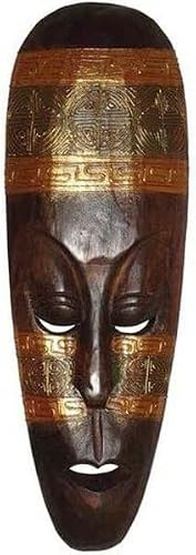 Wogeka Schöne 50 cm Ethno Holz Wand Maske Gold Deko Handarbeit Schnitzerei Afrika Maske32