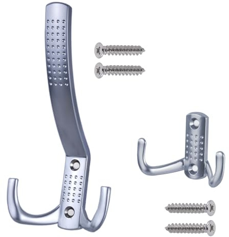 Stahlia Garderobenhaken Kleiderhaken Garderobe (2 Stück) CHROM MATT Metallhaken Haken zum Schrauben Haken für Garderobe Handtuchaufhänger