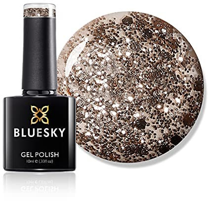Bluesky Gel Nail Polish, Luxury Gold Bsh015, Glitter, Gold, Long Lasting, Chip Resistant, 10 ml (Requires Drying Under UV LED Lamp)