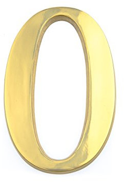 HUBER numero civico 0 in ottone 20 cm I numeri civici per casa e porta I numero civico XL I targhette con numero civico in ottone nobile design 3D, lucido