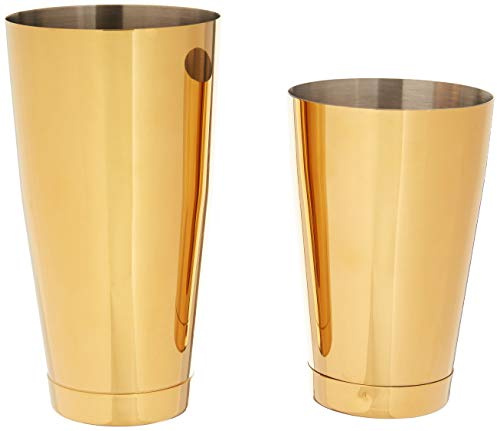 Barfly Coctelera ponderada de acero inoxidable, dorado, juego de 18 onzas y 28 onzas