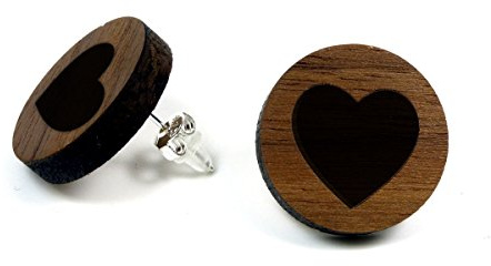 NaturSchatulle Holzohrringe Gravur Motive Holzschmuck Holz Ohrringe 925 Sterling Silber natürliche Ohrschmuck Ohrstecker Damen